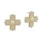 Gold and Silver Textured Cross with Pearl Stud Earring