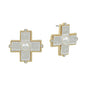Silver and Gold Textured Cross with Pearl Stud Earring