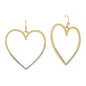 Gold and Rhinestone Open Heart 1.5" Earring