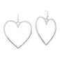Silver and Rhinestone Open Heart 1.5" Earring