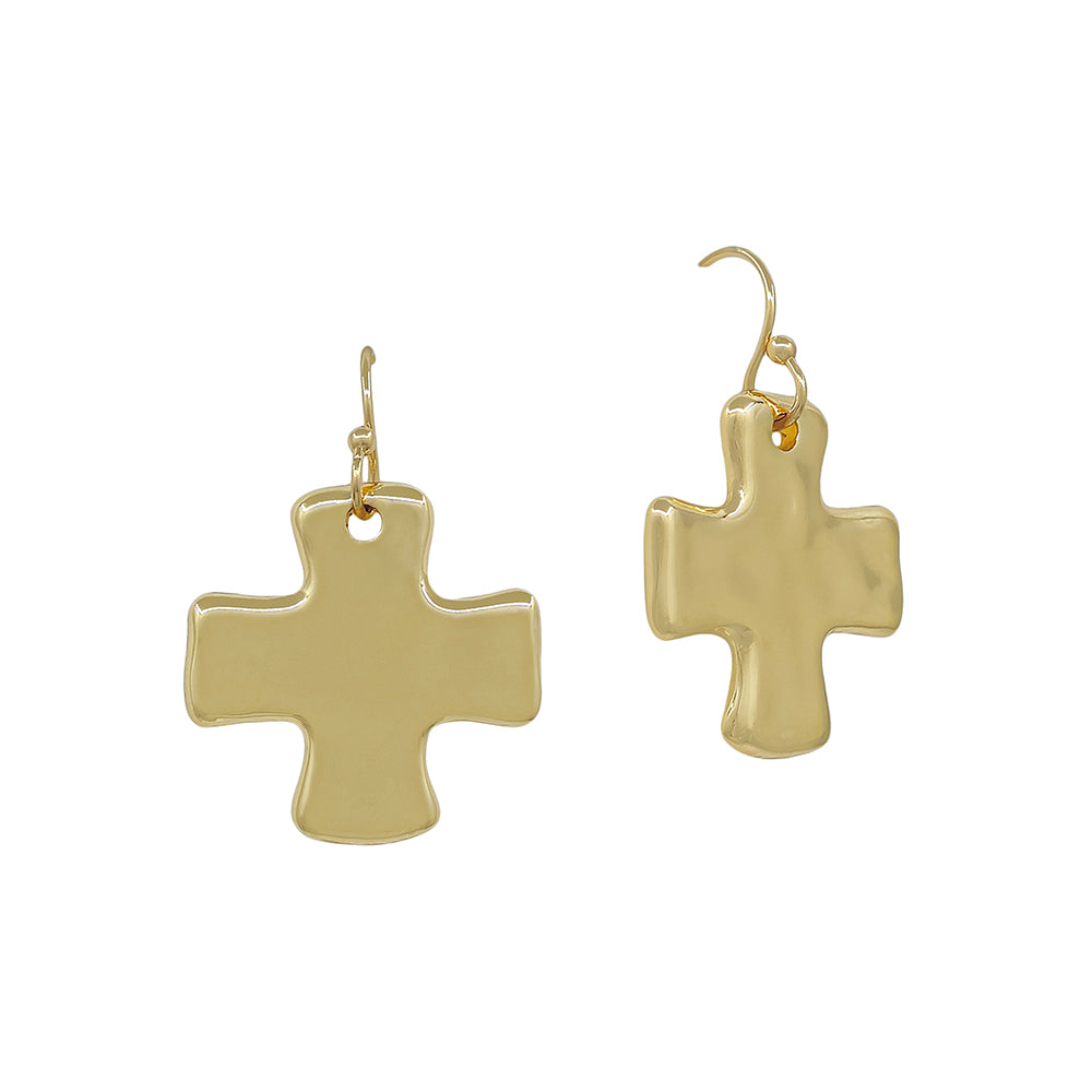 .5" Hammered Cross Metal Earring