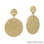 Water Resistant Hammered Gold Double Circle 1.5" Stud Earring