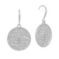 Hammered Silver Open Circle with Rhinestone Coin 1" Earring