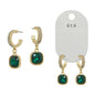 Double Row Small Emerald Pave Hoop Earring