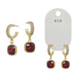 Double Row Small Red Pave Hoop Earring