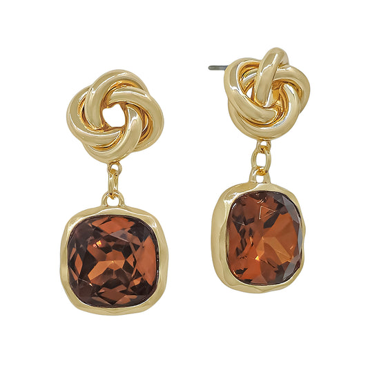 Topaz Crystal Stone and Knotted 1.5" Earring