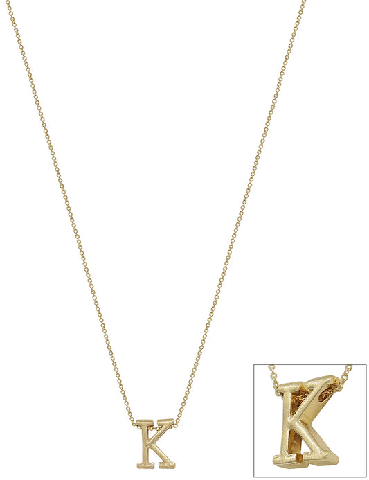 TYPEWRITER BLOCK LETTER K INITIAL NECKLACE