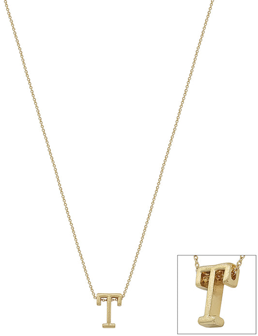 TYPEWRITER BLOCK LETTER T INITIAL NECKLACE