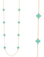 Mint Color Coated Clover with Gold Chain 36" Necklace