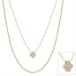 Double Layered Knot Chain with Rhinestone Clover 16"-18" Necklace