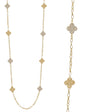 Worn Gold Pave and Metal Clover 36" Necklace