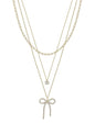 Gold Layered Chain with Rhinestone Bow 16"-18" Necklace