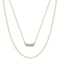 Gold Rhinestone Bar with Layered Chain 16"-18" Necklace