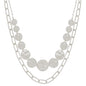 Two Layered Hammer Silver Circle and Chain 16"-18" Necklace