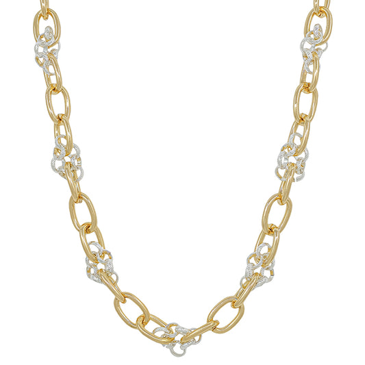 Gold Link Chain with Silver Knotted Accents 16"-18" Necklace