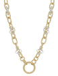 Gold Chain with Silver Knotted and Open Circle 16"-18" Necklace