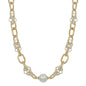 Gold and Pearl Linked Chain 16"-18" Necklace