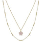 Gold Layered Chain with Pink Epoxy Flower 16"-18" Necklace