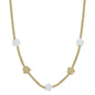 Gold Beaded with White Flower Accents 16"-18" Necklace