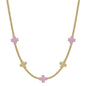 Gold Beaded with Pink and Gold Cross Accents 16"-18" Necklace