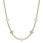 Gold Beaded with White and Gold Cross Accents 16"-18" Necklace