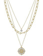 Gold Chain Layered with Silver and Gold Coin Charm 16"-18" Necklace