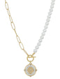 Gold Chain and Pearl Chain with Coin 16"-18" Necklace