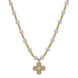 8MM Pearl Beaded and Cross 16"-18" Necklace