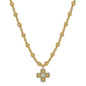 8MM Gold Beaded and Cross 16"-18" Necklace