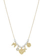 Oval Pearl Beaded with Puffy Heart, Bow, and Cross Charm 16"-18" Necklace