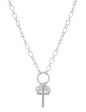 Silver Chain with Rhinestone Silver Studded Cross Charm 16"-18" Necklace