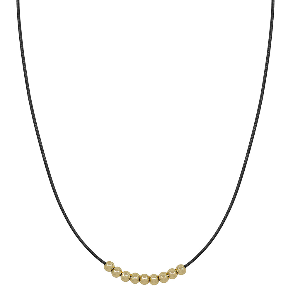 Black Cord Necklace with 5MM Beaded Accents