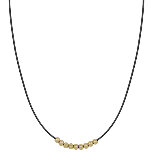 Black Cord Necklace with 5MM Beaded Accents