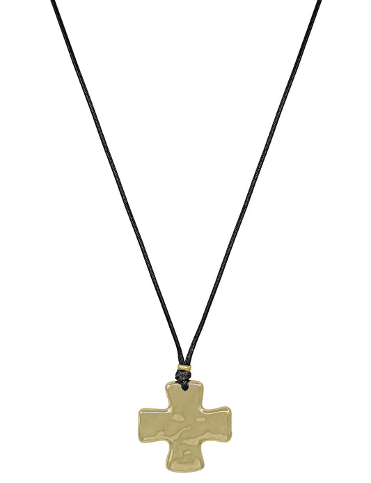 Black Cord Necklace with 1.5" Cross Charm