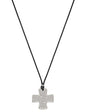 Black Cord Necklace with 1.5" Silver Cross Charm
