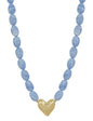 Light Blue Acrylic Oval Beaded with Gold Heart 16"-18" Necklace