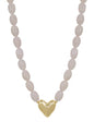 Pink Acrylic Oval Beaded with Gold Heart 16"-18" Necklace