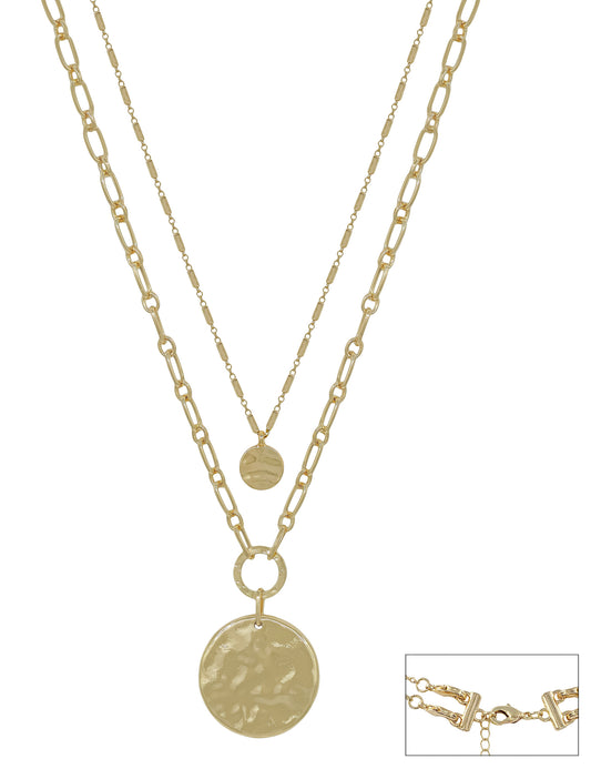 Water Resistant Two Layer Round Risc 1.2" Snake Chain Necklace