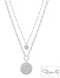 Water Resistant Silver Two Layer Round Risc 1.2" Snake Chain Necklace