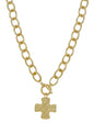 Gold Open Chain with Hammered Cross Toggle Charm 16"-18" Necklace
