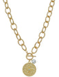 Gold Open Chain with Hammered Coin Toggle Charm 16"-18" Necklace