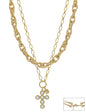Chunky 2 Layered Cross Pendent 16"-18" Necklace