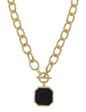 Chunky Chain Black 25MM Stone Pendant Necklace