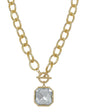 Chunky Chain Clear 25MM Stone Pendant Necklace