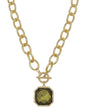 Chunky Chain Green 25MM Stone Pendant Necklace