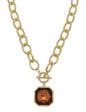Chunky Chain Topaz 25MM Stone Pendant Necklace