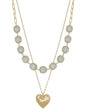 White Opal Crystal and Gold Heart 16"-18" Necklace