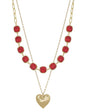 Red Crystal and Gold Heart 16"-18" Necklace