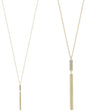 Gold Rhinestone Cylinder and Bar Drop 36" Necklace