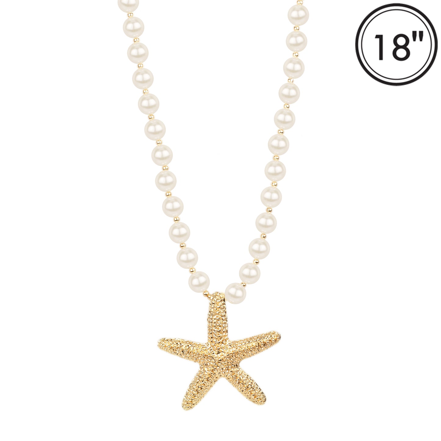 Freshwater Pearl Beaded 16"-18" with Gold Starfish Necklace